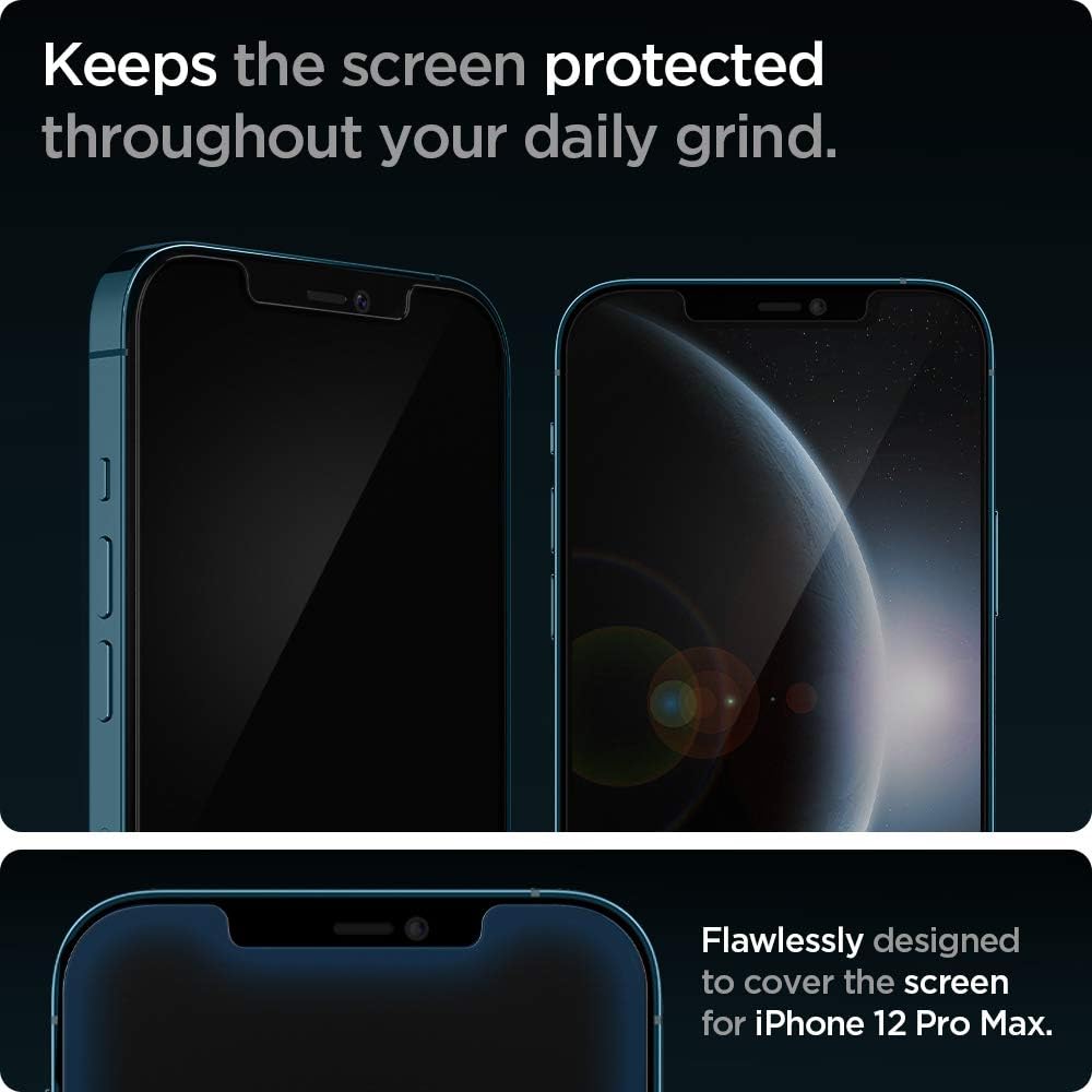 Spigen Tempered Glass Screen Protector [Glas.tR EZ Fit] designed for iPhone 12 Pro Max (2020) [6.7 inch] [Case Friendly] - 2 Pack