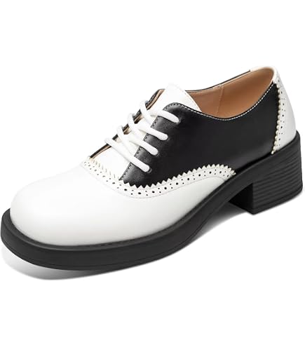 Ellie Shoes Women's 105 Saddle Oxford, Black/White, 6 M US