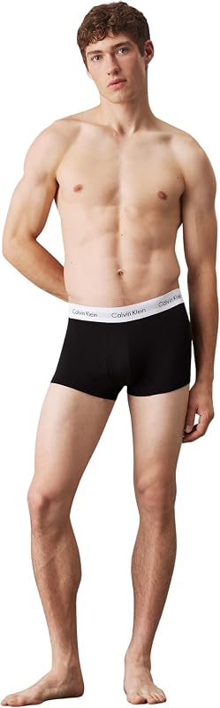 Herren Boxershorts, Hüft-Shorts, hochwertige Baumwoll-Unterhosen für Männer, mit Stretch-Anteil, elastischer Bund, 3er Pack, Schwarz (Black 001), M