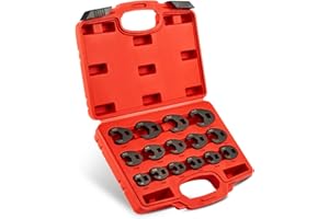 Orion Motor Tech Crowfoot Wrench Set for 8 to 24 mm Flare Nuts, 15pc Crows Foot Wrench Set for 3/8" and 1/2" Drive Ratchets E