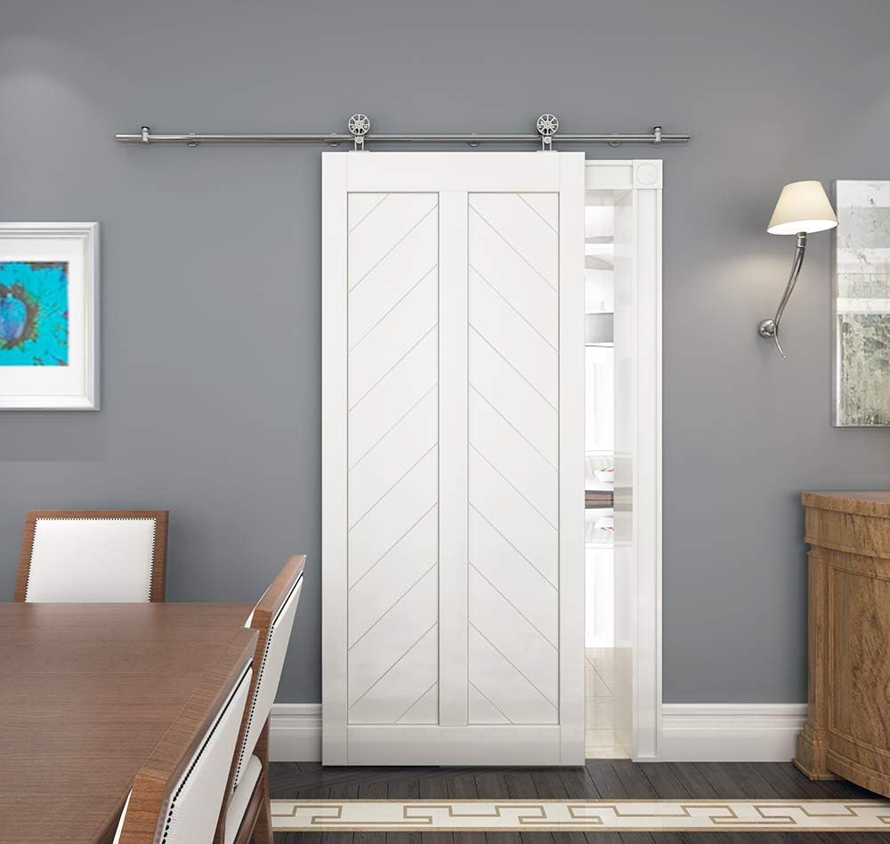 DIYHD 42X84" MDF Barn Door Panel and 8FT Top Mount Rolling