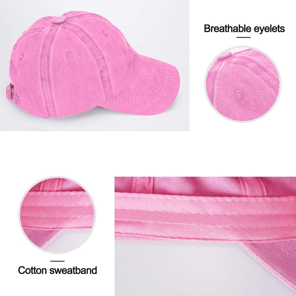 AVANTMEN Kids Baseball Cap Distressed Washed Sunhat Toddlers Little Boys Girls 100% Cotton 2-7 Years (1 Pack Pink)