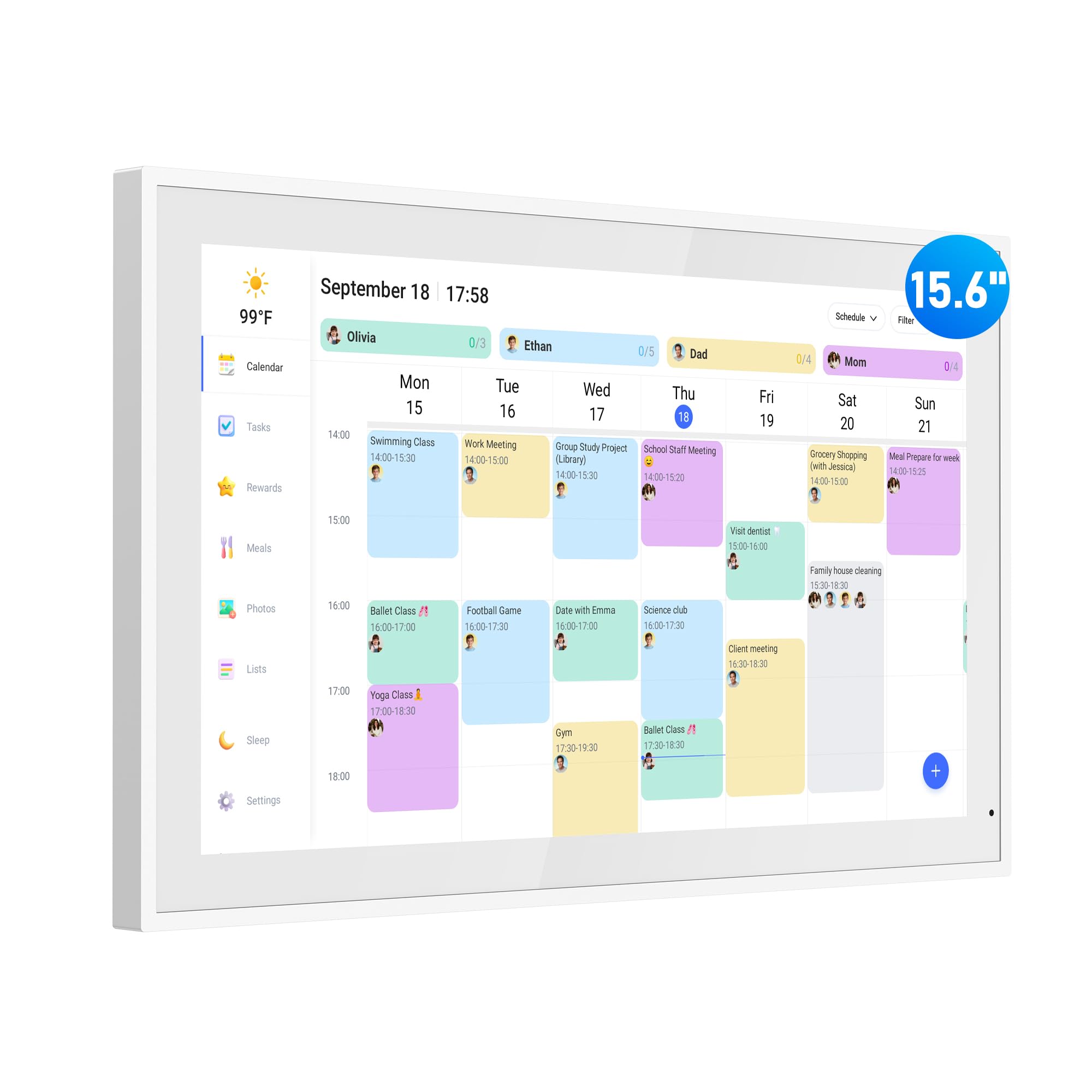 Photo 1 of (see all images) Digital Calendar, 15.6 Inch Wall Planner Electronic Calendar & Chore Chart, Smart Touchscreen Interactive Display