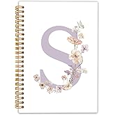 Locomiss Initial Letter S Notebook, Monogrammed Gifts for Women, Custom Notebook Journals for Writing, Cute Personalized Notepads Journals for Women Floral Hardcover Spiral Notebooks 5.5x8.3