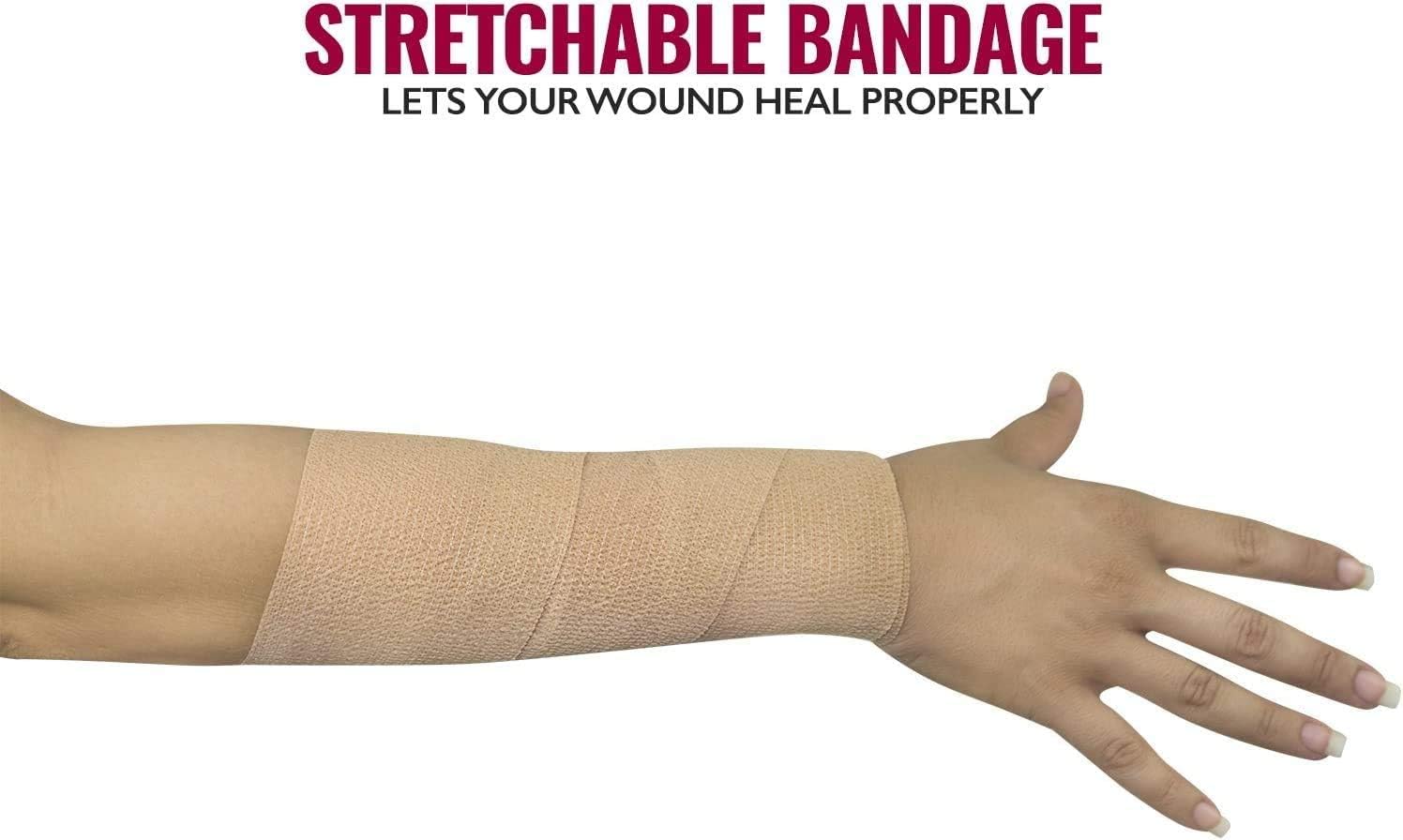 MEDca Self Adherent Cohesive Wrap Bandages 2 Inches X 5 Yards 6 Count with Strong Elastic First Aid Tape for Sprain Swelling and Soreness on Wrist and Ankle (Skin Color) - Image 5