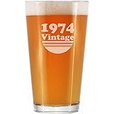 Bevvee Vintage 1974 Pint Glass for Beer - 52nd Birthday Gifts for Men or Women Turning 52 - Fun Bday Party Decor - 16 oz