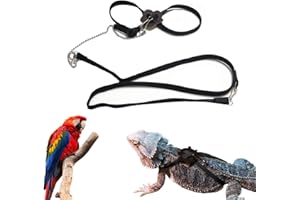 SAWYD Lizard Leash Bearded Dragon Harness Adjustable Reptile Lizard Harness Leash Parrot Harness Turtle Lizard, Suitable for Gecko Hamster Kitten Small Animal Outdoor Walking,Black