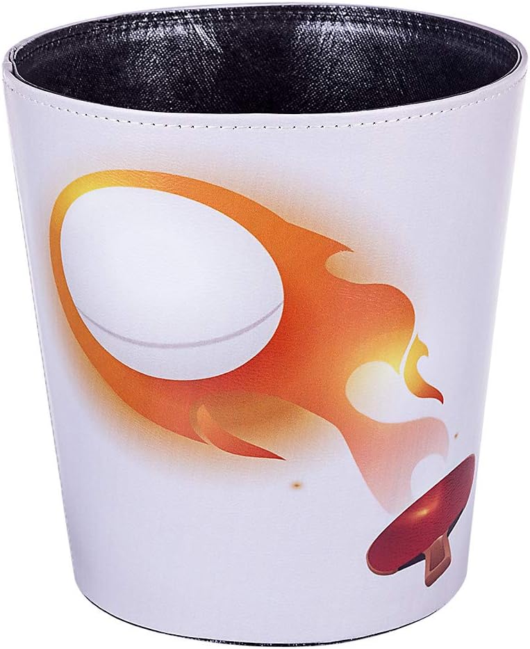 Haoun Wastebasket, Sport Theme Decorative Trash Can PU Leather Waste Paper Basket Kitchen Garbage Can Office Waste Bin Living Room Recycle Bin Bedroom Dustbin Waste Container- Table Tennis
