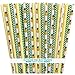 Pineapple and Chevron Paper Straws - Green Yellow White - Hawaiian Luau - 7.75 Inches - 100 Pack - Outside the Box Papers Brand