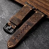 KONAFEI Band Compatible with Apple Watch Ultra 2/1 49mm 45mm 44mm 42mm 41mm 40mm 38mm Series 9/8/SE/7/6/5/4/3/2, Vintage Leather iWatch Strap for Men Women