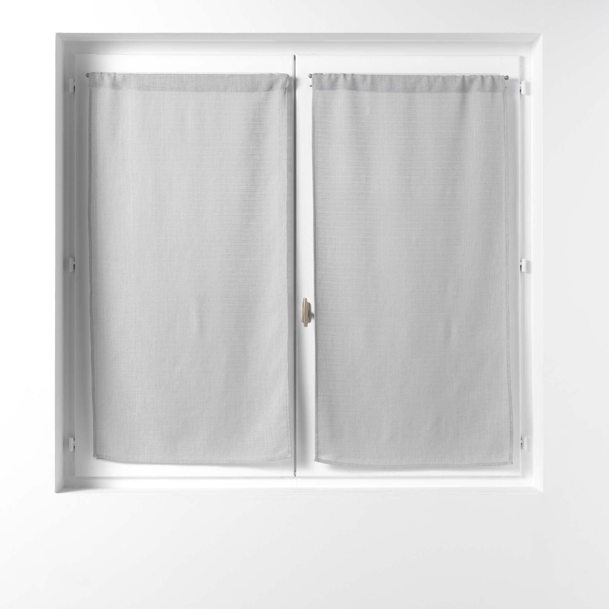 Douceur d'Intérieur, Pair of Grey Woven Voile Curtains 2 x 60 x 120cm