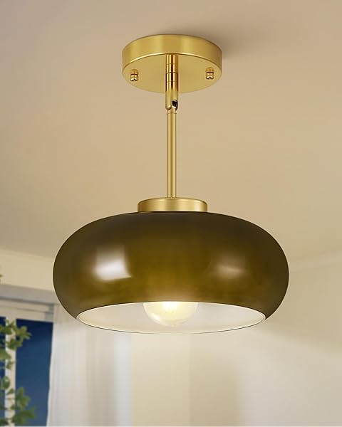 YUNNIX SEMI FLUSH MOUNT CEILING LIGHT, GOLD LIGHT...