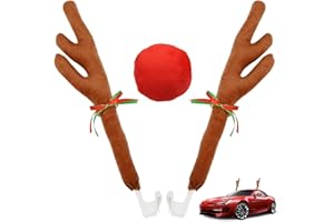 SEILETOO Reindeer Antlers for Cars, Car Reindeer Antlers & Nose, Christmas Car Decorations for SUV Vans Trucks Multiple Models