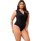 ohyeahlady Women's Bodysuit Tops Ruched V Neck Summer Going Out Casual Outfits Bodysuits Sleeveless Tops S-2XL