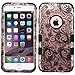 iPhone 6 Plus Case, iPhone 6S Plus Case, JoJoGoldStar Dual Layer Hybrid, Slim Fit Heavy Duty Plastic and Silicone TPU Hard Cover with Stylus and Screen Protector - Rose Gold Lace Swirls