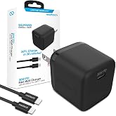 Naztech USB-C PD Wall Charger with 6ft Charging Cable - 30W Portable Power Delivery Fast Adapter, Compatible for International Travel, iPhone, Samsung, Laptops &amp; More - Black