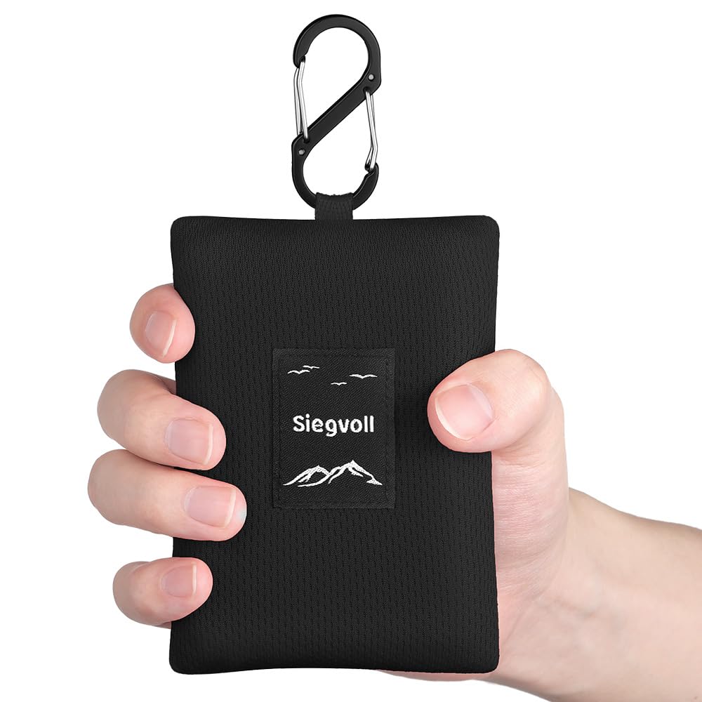 Siegvoll Picnic Blanket with Practical Carabiner Ultralight Ultra Thin Portable Beach Blanket Outdoor Blanket for Beach, Picnic, Camping and Hiking 140 x 200 cm (Grey)