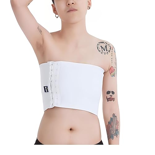 BaronHong Tomboy Trans Lesbische katoenen borstbinder, plussize, korte tanktop met sterke elastische band, legergroen, L
