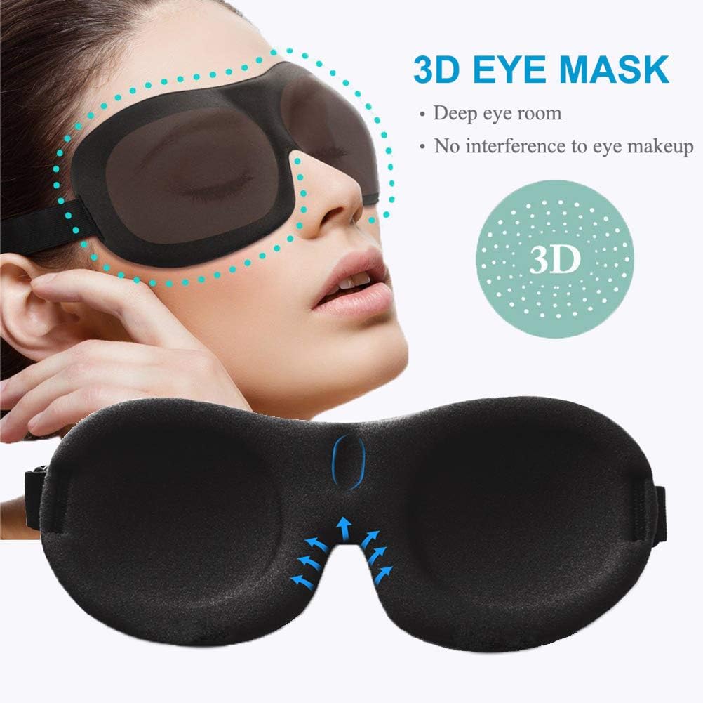 YIVIEW Sleep Mask Pack of 3, Lightweight & Comfortable Super Soft Adjustable 3D Contoured Eye Masks for Sleeping, Travel, Shift Work, Naps, Night Blindfold Eyeshade for Men Women, Gray/Red/Black: Health & Personal Care