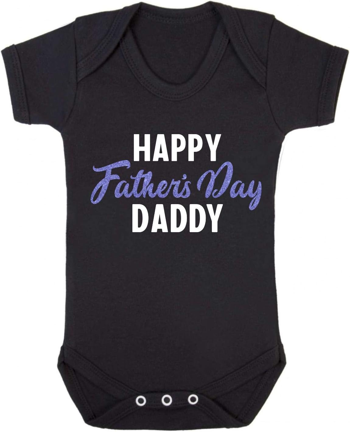 Father's Day 2019 - (Blue Glitter) Happy Daddy Baby Grow Vest, 3-6 Months, Black