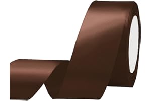 Maclemon 1-1/2 inch x 25yds Brown Satin Ribbon Fabric Ribbon for Gift Wrapping Very Suitable for Cutting Ceremony Kit Grand O