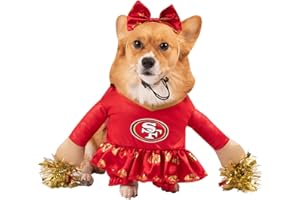 NFL San Francisco 49ers Officially Licensed Cheer Dog Costume by MODERN HERO Includes Dress with Faux Stuffed arms and Tinsel pom-poms and Satin Bow Headband (Small)