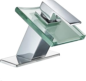 Greenspring Bathroom Faucet Chrome Waterfall Modern Deck Mount One Handle Lavatory Glass Spout Single Hole Plumbing Fixtures Unique Designer