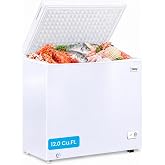 TABU 12.0 Cubic Feet Chest Freezer, Large Freestanding Deep Freezer, White | Compact, Top Opening, 7 Level Adjustable Thermostat &amp; Removable Basket, Space-Saving, Low Noise (White, 12.0 Cu.Ft.)