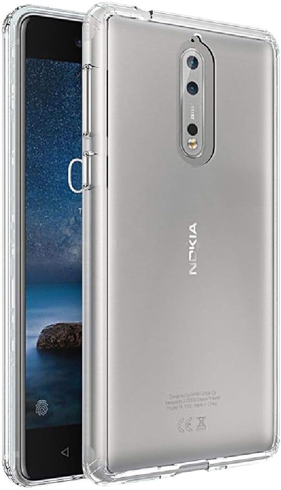FINON Clear Perfect Body Model [ TPU Bumpers/PC ] for Nokia 8 Case with Hybrid Protective Clear and Impact Resistance - Clear
