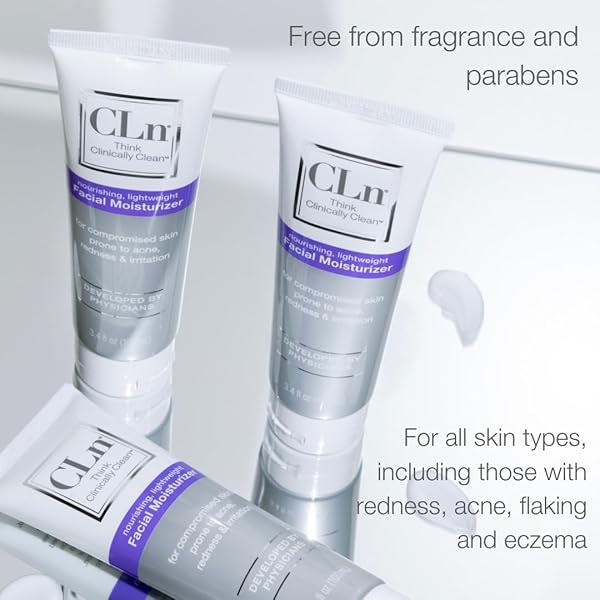 CLN® FACIAL MOISTURIZER – SOOTHES & CALMS SKIN, HELPS REDUCE APPEARANCE OF REDNESS, LOCKS IN MOISTURE WITHOUT CLOGGING PORES, DERMATOLOGIST & CLINICALLY TESTED, 3.4 OZ.