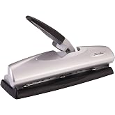 Swingline 3 Hole Punch, 20 Sheet Capacity Three Hole Puncher 3 Ring, Adjustable 2-7 Hole Paper Punch, LightTouch Low Effort, 