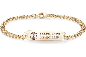 AOAMID 6.5"-8.5" Medical alert id bracelets for Women Stainless steel Medical Bracelets with Free engraving