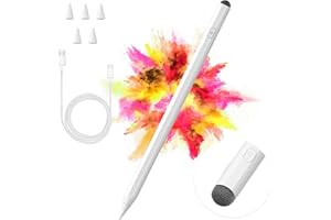 KARFUN Stylus Pen for iPad, 2 in 1 Active and Capacitive Apple Pen, Fast Charge Apple iPad 10th Generation Pencil, Compatible with iPad Pro 11/12.9", iPad 6/7/8/9/10, iPad Air 3/4/5, iPad Mini 5/6 (White)
