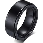 SWOPAN Men's Spinner Fidget Anxiety Ring 8MM Stainless Steel Rotation Wedding Rings for Men Women Stress Free Silver/Black/Gold/Blue Beveled Edges Engagement Bands Comfort Fit Jewelry Gifts Size 6-13