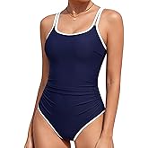 RIHOAS Women One Piece Swimsuits Full Coverage Bathing Suits Ruched Swimwear