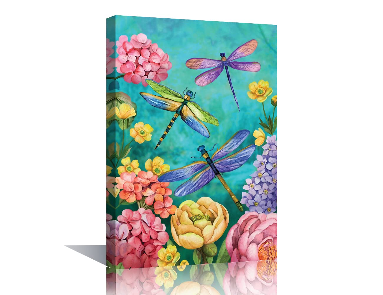 Canvas Wall Art Colorful Dragonfly Painting Print for Bedroom Living Room Bathroom Home Wall Decor Children's Room Decor Stretch and Wraped with Frame Ready to Hang 16x20inch (40x60cm)