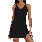 Caracilia Womens Tennis Dress Built in Shorts and Bra V Neck 2026 Summer Golf Athletic Workout Sport Mini Dress with Pockets
