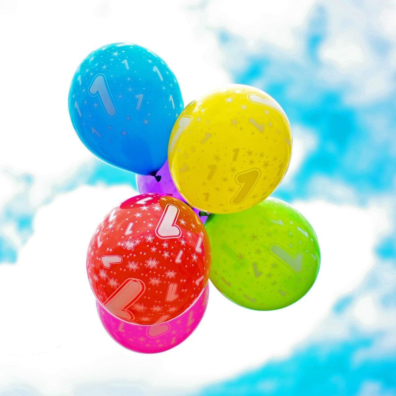 Happium 1st Birthday Balloons, 12" Multicoloured Numbers Printed Latex Age Balloons - Image 3