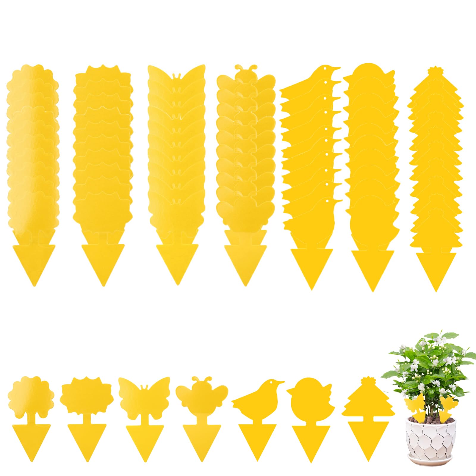 70pcs Fruit Fly Traps, Plant Fly Traps, Yellow Sticky Fly Traps, Fly Paper Sticky Catcher, Double-sided Fungus Gnat Sticky Catcher For Multiple Insects, Protect Plants and Control Indoor Plant Bug