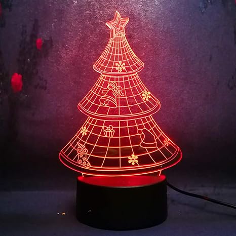 Amroe New 3d Christmas Tree Led Night Light Decoration Sleep Lamp For Home 7 Colors Changing New Year S Gift Present For Kid Baby Lava Amazon Com