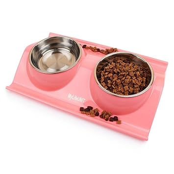 Amazon Com Mylifeunit Stainless Steel Pet Double Dog Bowl Puppy