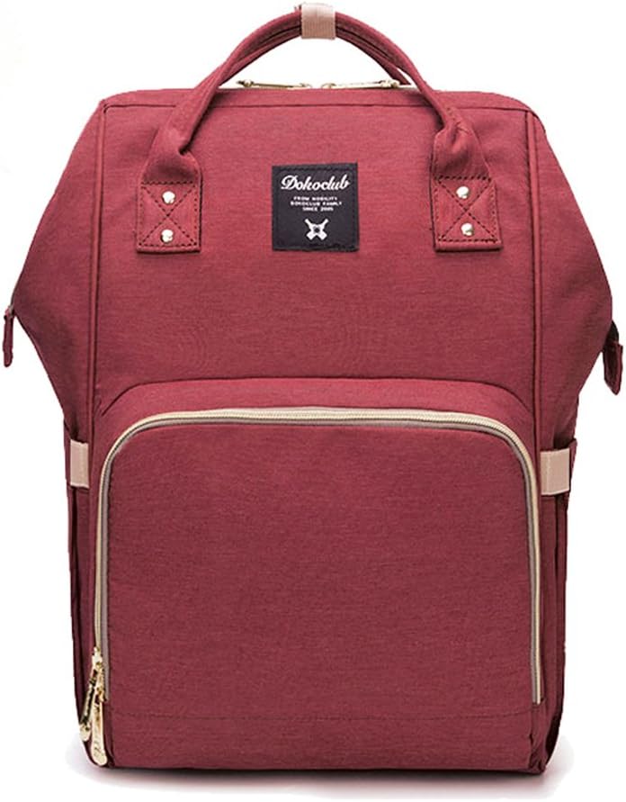 Pipi bear Diaper Bag Travel Backpack Large Capacity Tote Shoulder Nappy Bag Organizer for Baby Care with Insulated Pockets,Waterproof Fabric(Rust red)