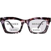 ZESAKER Bifocal Reading Glasses for Women Oversized Square Frame Clear Top Bifocal Readers for Women Blue Light Blocking Computer Readers with Spring Hinges (Grey Tortoise, 2.0)