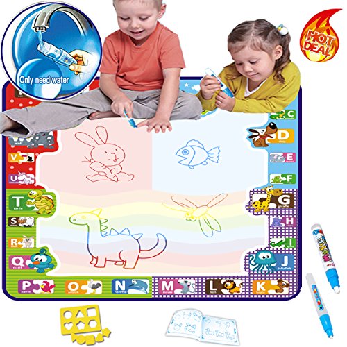 Ocool Aqua Magic Mat, Aqua Doodle Pad Mat, Kids Toys Water Drawing Mat Toddlers Painting Board Writing Mats in 6 Colors with 2 Magic Pens for Boys Girls Educational Gift 31 31in
