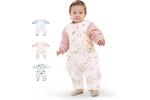 Joypony Baby Sleep Sack with Feet Spring and Autumn, Toddler Sleep Sack 2T-3T, 100% Cotton with Removable Long Sleeves Thicken 1.5 Tog (Horse, Middle)