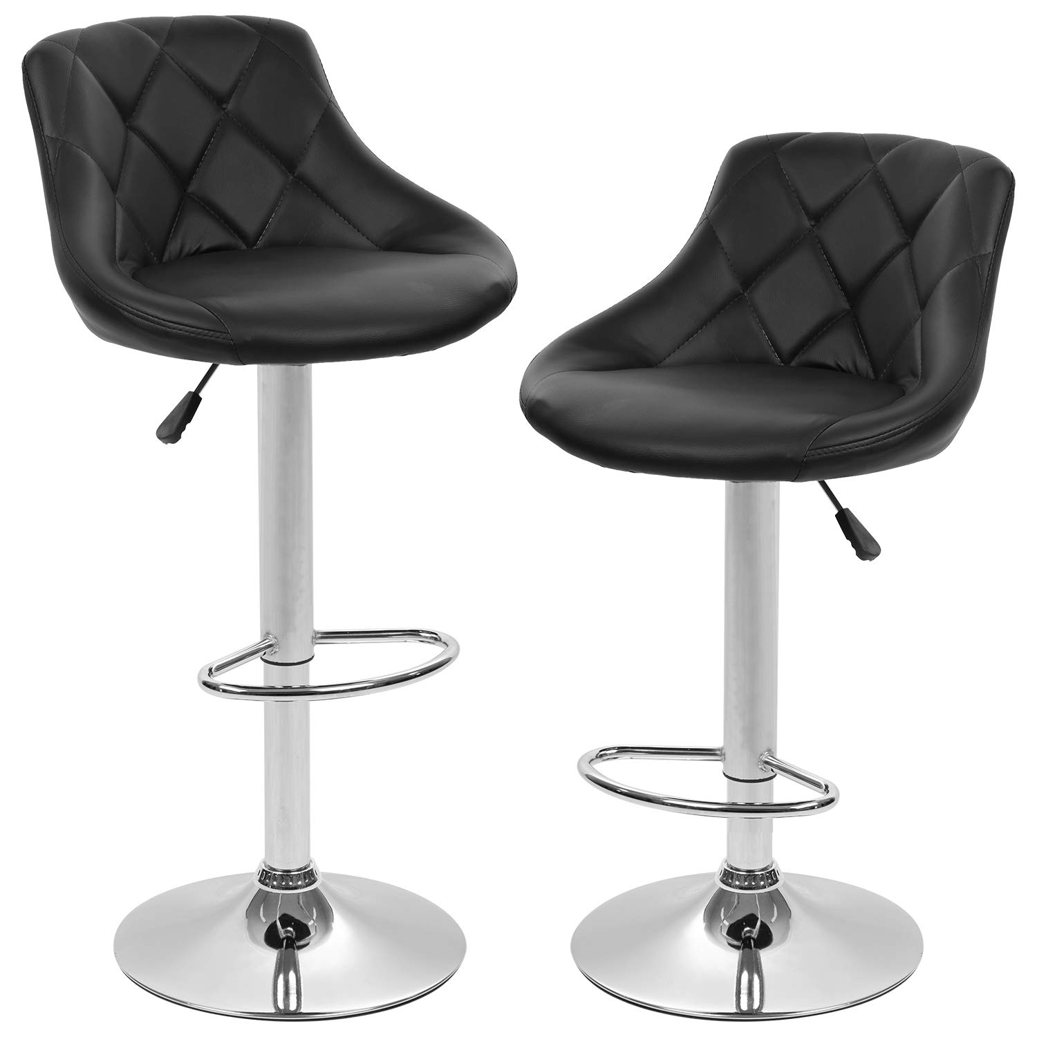 BestOffice Bar Stools Set of 2 Counter Height Swivel Stool PU Leather Modern Height Adjustable