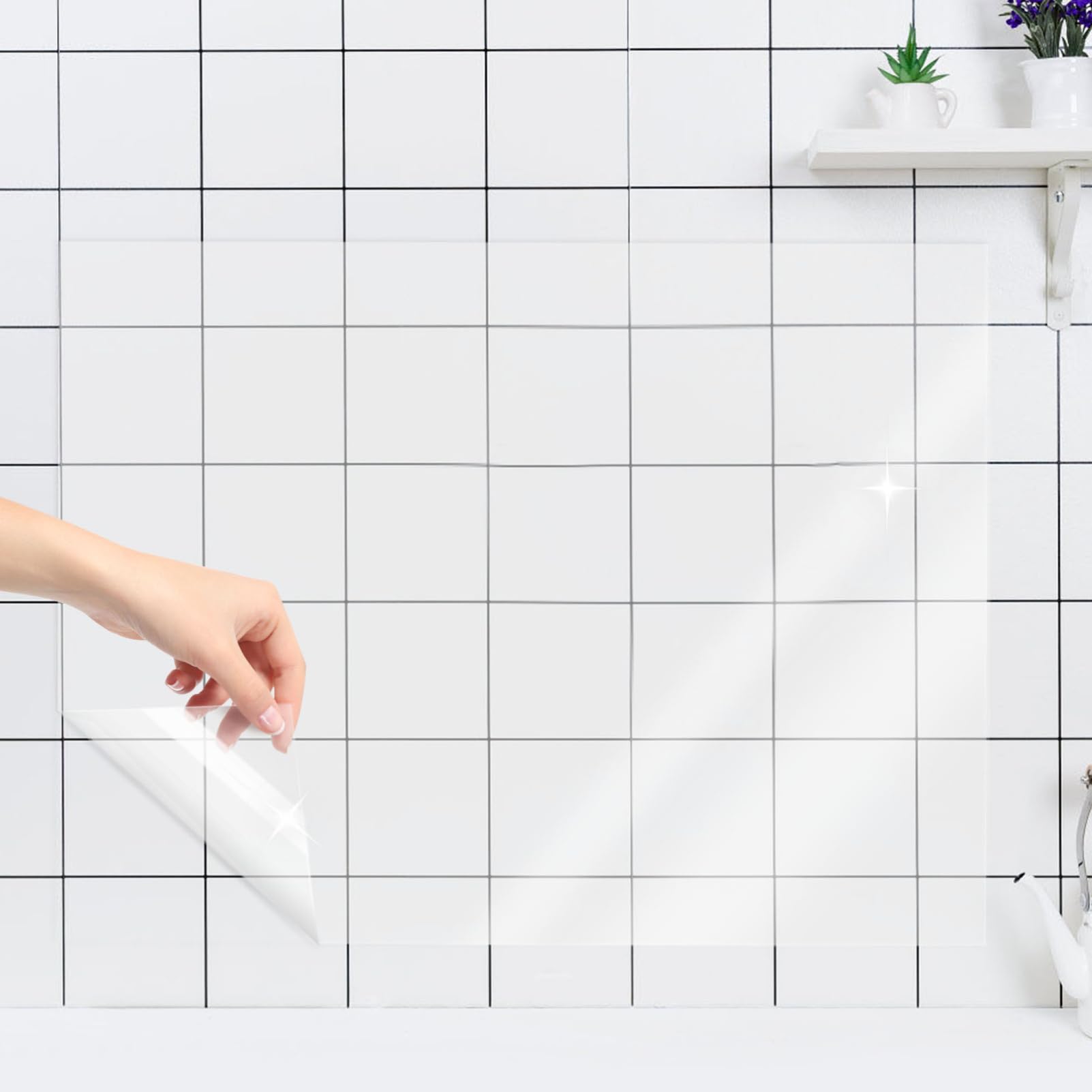 jojofuny Clear Wall Sticker, 1 Roll Wall Protective Film, Easily Removable Film Protective Sheet Cling Waterproof Backsplash Heat Resistant Transparent Sticker 10