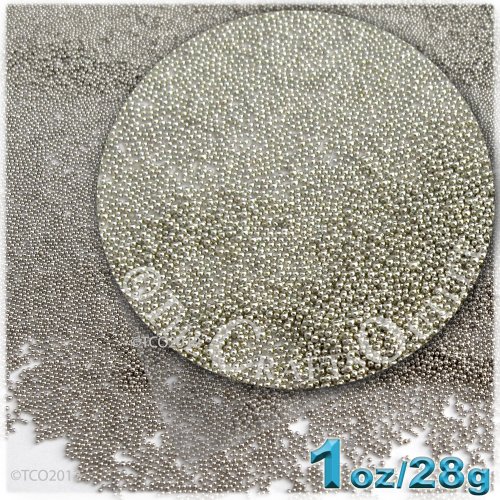 The Crafts Outlet MCR-GLS-MTL-MA6-BSL Metallic Glass Microbead, 1 Bag of 1-Ounce, Bright Silver