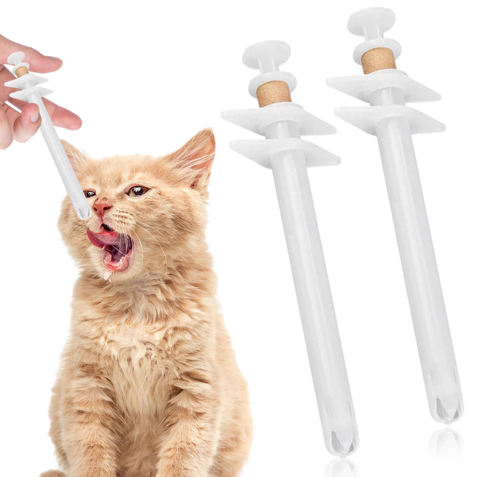 Pet Pill Dispenser Plastic Pet Pill Poppers Tablet Feeder Reusable, Animal Medicine Feeder for Feeding Accessories, Durable Medical Tablet Feeding Tool for Dogs and Large Cats, 2 Pcs