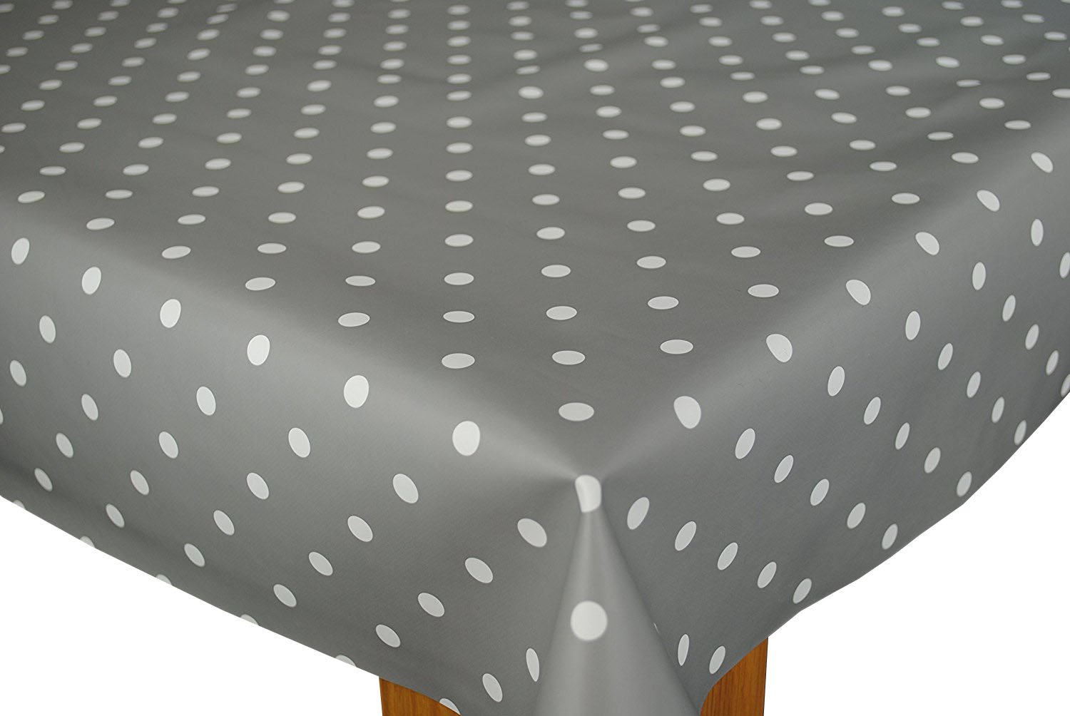 Karina Home Slate Grey Polka Dotty Wipe Clean Tablecloth Vinyl 200cm x 140cm — image 1